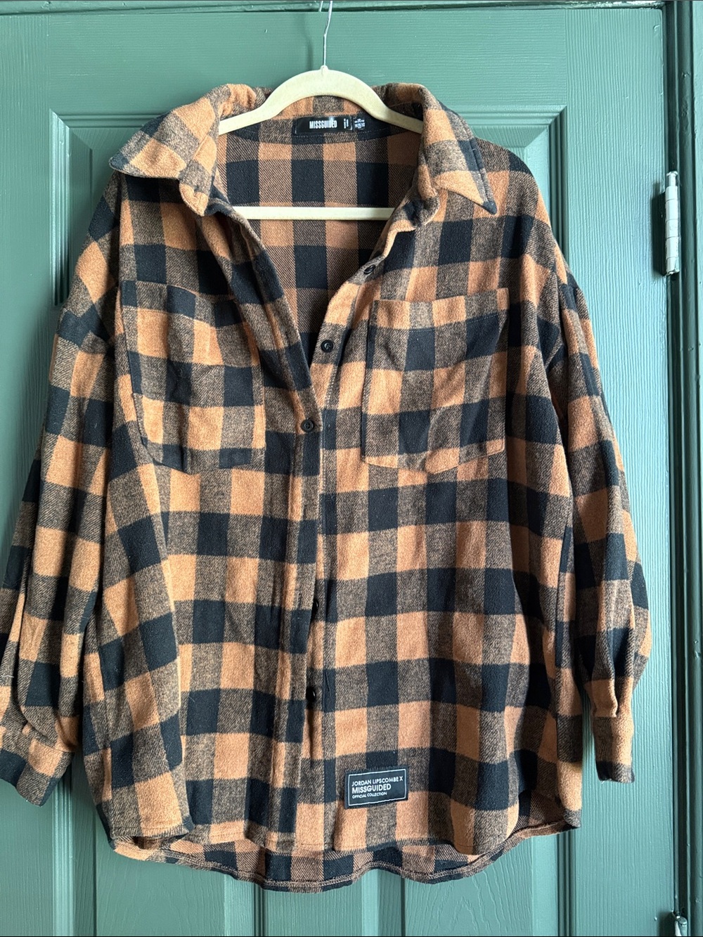 Missguided Tan and Black Check Overshirt